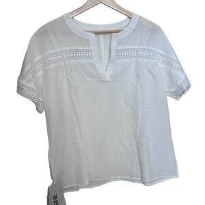 JNSQ Short Sleeve Crochet Linen Blend Florence Top Size 6 NWT
